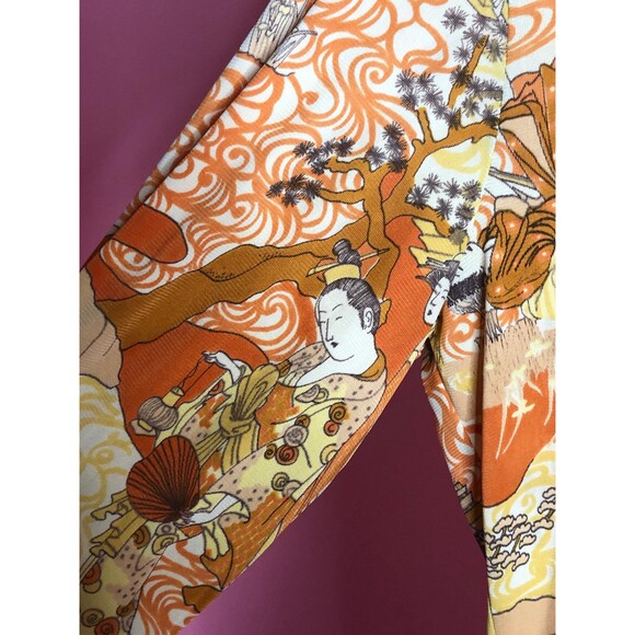 1970s CALIFORNIA SHIRT WORKS. Japanese Geisha Disco Printed Button. M. As Is - Picture 7 of 10